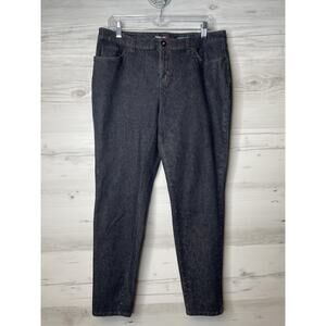 Style & Co Womens 14 Black Gray‎ Skinny Leg High Rise Stretch Denim Jeans Pants